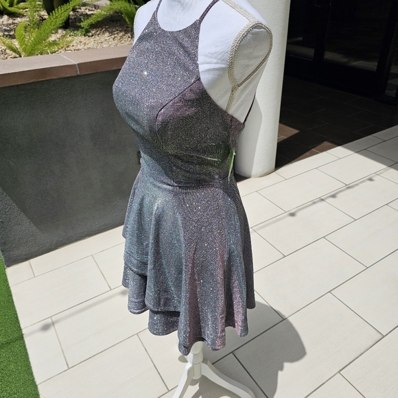 Speechless ✦ Shimmer Party Dress ✦ Silver-Purple Color Shift Fit & Flare Sz 3 - Picture 11 of 17